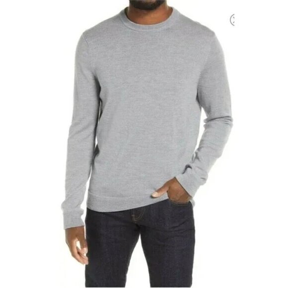 Nordstrom men shop coolmax crewneck sweater wool blend heather gray new XXL - Picture 1 of 5